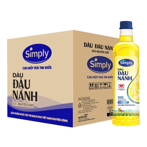 Dầu ăn Simply ( dầu đậu nành) chai 1 lít ( thùng 12 chai)