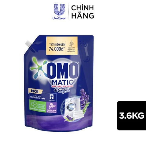 Nước giặt OMO Matic cửa trước túi 3.6kg * 4 túi / thùng ( màu xanh)