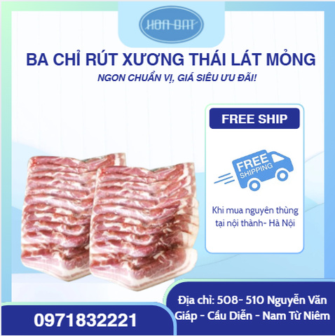 Ba chỉ  rút xương thái lát mỏng (1-1.5 cm) túi 1kg