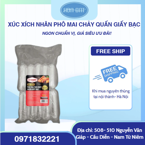 XÚC XÍCH NHÂN PHÔ MAI CHẢY QUẤN GIẤY BẠC LC FOODS 500gr