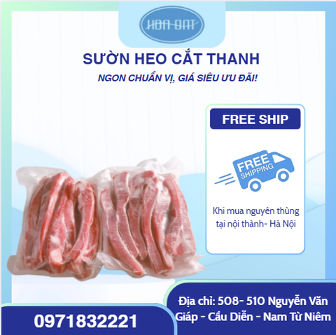 Sườn heo cắt thanh (rảnh) hút chân không 1kg