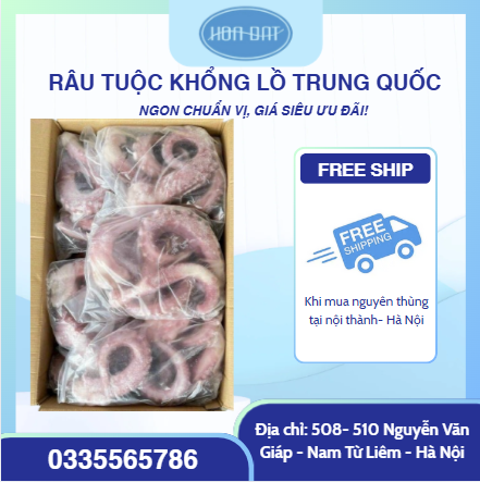 Râu tuộc TQ thùng trắng BD đỏ net 650gr (3-5 râu/kg) thùng 10kg