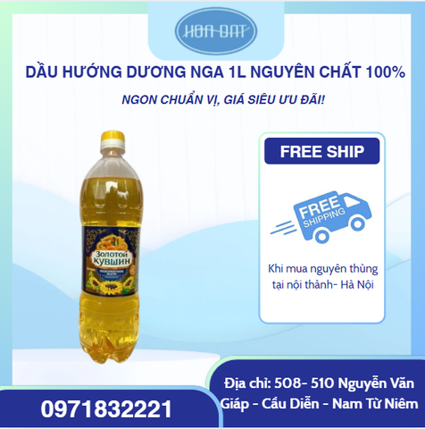Dầu hướng dương Nga 1L nguyên chất 100% ( thùng 15 chai)