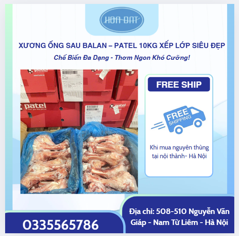 XƯƠNG ỐNG SAU BALAN – PATEL 10KG XẾP LỚP SIÊU ĐẸP