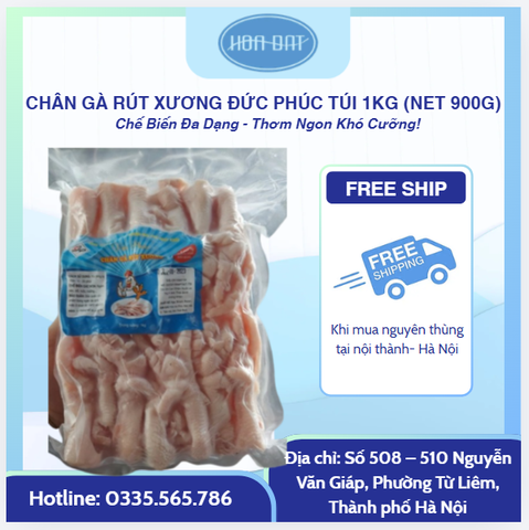 Chân gà rút xương Đức Phúc túi 1kg (net 900g)