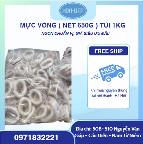 Mực vòng ( net 650g ) túi 1kg
