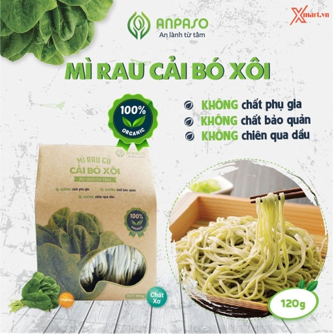 Mì Rau Cải Bó Xôi Organic Anpaso 120g