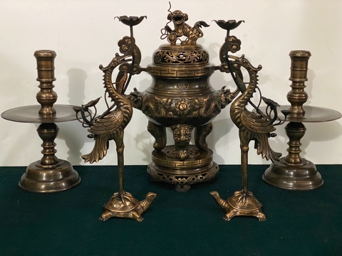Bộ đỉnh rồng ngũ sự 60 đồng thiếc giả cổ