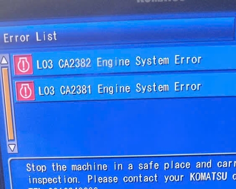 Lỗi CA2381 Komatsu PC490-10: Tín hiệu KVGT cao