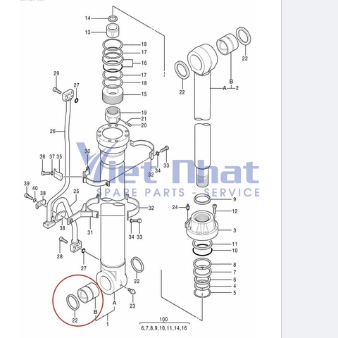 Bạc chân cần xylanh BOOM ZX670-3