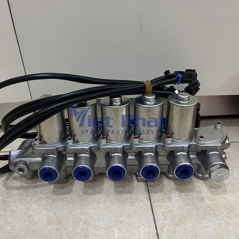 Dàn van chức năng Komatsu PC350-8 với 5 cuộn solenoid và cổng dầu tiêu chuẩn