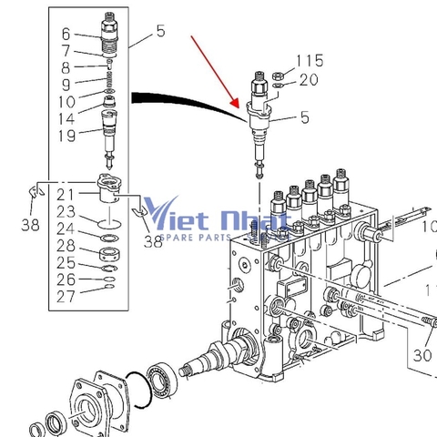 Piston plunger bơm cao áp 6WG1 Isuzu