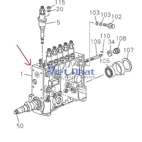 Vỏ bơm cao áp 6WG1 kim cơ – Isuzu Japan