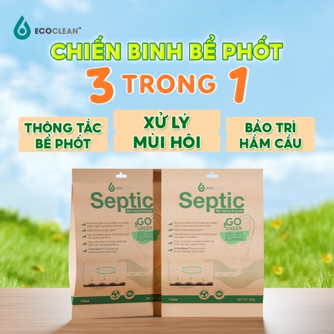 EcoClean SEPTIC - Men Vi Sinh USA Xử Lý Hầm Cầu Bể Phốt - Gói 100g