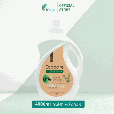 Xịt Chùi Rửa Đa Năng Bồ Hòn Hữu Cơ ECOCARE 4 lít - Tặng vỏ chai 500ml