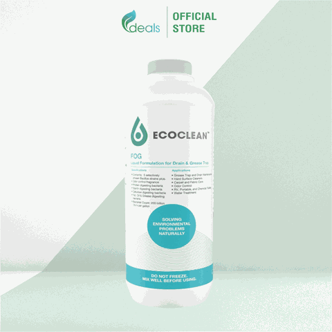 EcoClean FOG (KPT CHEM) - Vi Sinh Ăn Dầu Mỡ, Xử Lý Tắc Nghẽn, Khử mùi Bồn rửa - Chai 1 lít