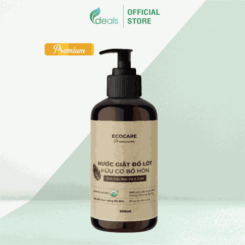 [Premium] Nước giặt đồ lót hữu cơ cao cấp Bồ hòn Ecocare tinh dầu Bạc Hà & Cam 300ml