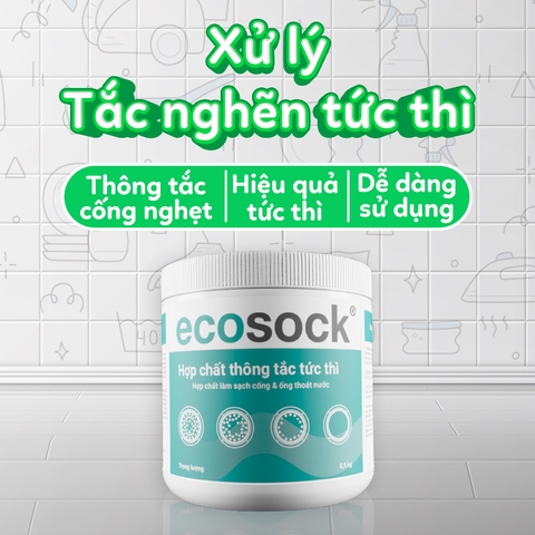 Bột Thông Cống Tức Thời EcoSock - Hộp 500g - Nhanh chóng và An toàn
