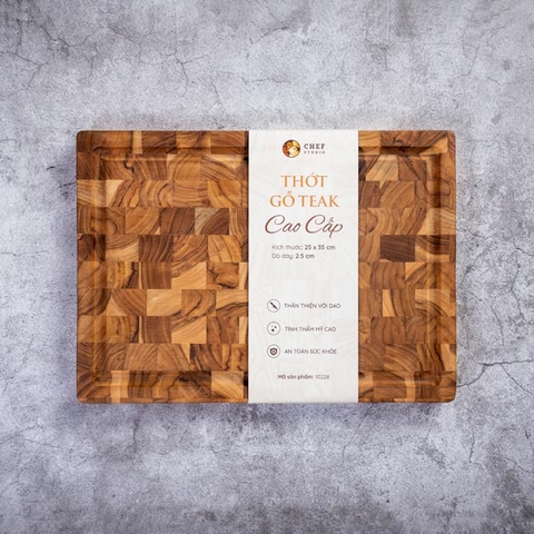 Thớt gỗ Teak Chef Studio hình chữ nhật 25x35x2,5 cm