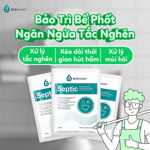 EcoClean SEPTIC - Men Vi Sinh USA Xử Lý Hầm Cầu Bể Phốt - Gói 100g