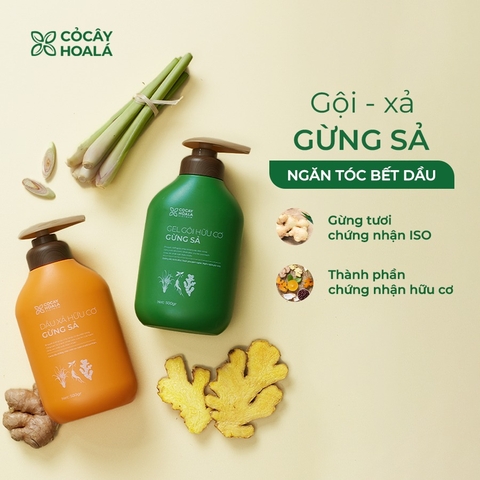 Gel gội hữu cơ Gừng Sả 500g Cỏ Cây Hoa Lá