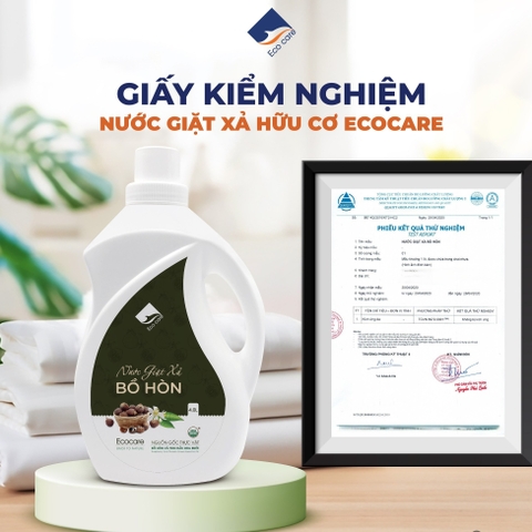 Nước giặt xả hữu cơ Bồ Hòn ECOCARE 1 Lít - Bền màu, giữ dáng, mềm vải, an toàn cho bé