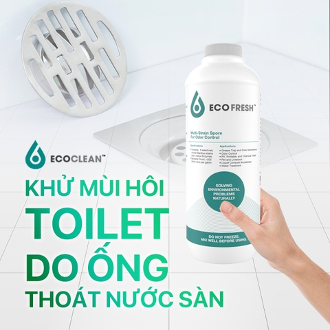 Ecoclean FRESH - Vi Sinh Xử Lý Mùi Hôi Ống Cống, Lỗ Sàn, Bồn Rửa - Chai 1 lít