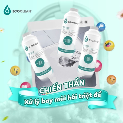 Ecoclean FRESH - Vi Sinh Xử Lý Mùi Hôi Ống Cống, Lỗ Sàn, Bồn Rửa - Chai 1 lít