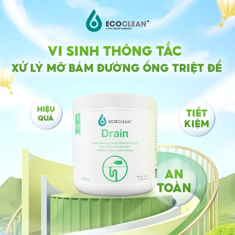 EcoClean DRAIN - Vi Sinh Xử Lý Dầu Mỡ Đường Ống - Hộp 0,5 Kg