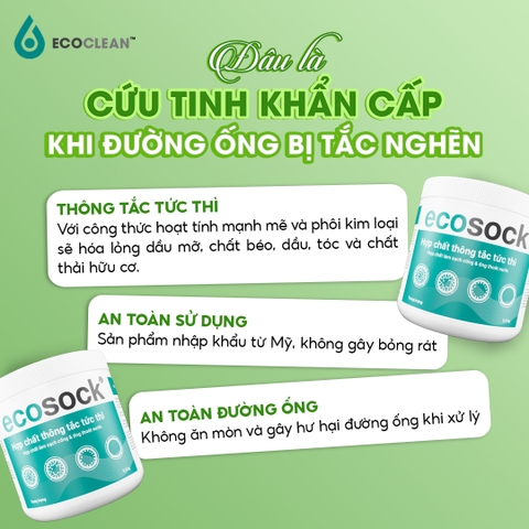 Bột Thông Cống Tức Thời EcoSock - Hộp 500g - Nhanh chóng và An toàn