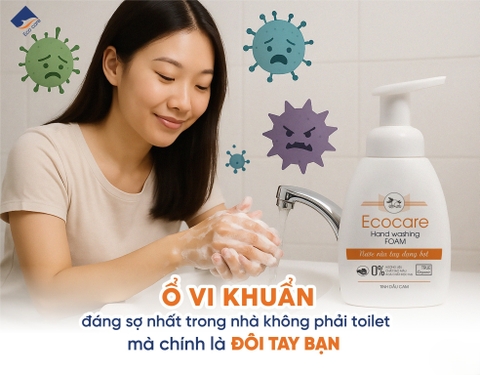 Nước Rửa Tay Bồ Hòn Hữu Cơ ECOCARE 1 Lít - Sạch khuẩn, chăm sóc da tay, tinh dầu khử mùi