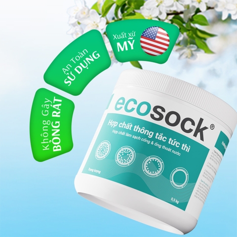Bột Thông Cống Tức Thời EcoSock - Hộp 500g - Nhanh chóng và An toàn