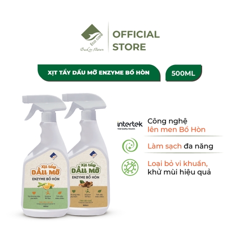Xịt tẩy dầu mỡ enzyme bồ hòn tinh dầu Cam sả/ Quế ECOCARE - Chai 500ml