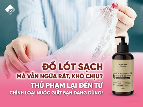 [Premium] Nước giặt đồ lót hữu cơ cao cấp Bồ hòn Ecocare tinh dầu Bạc Hà & Cam 300ml