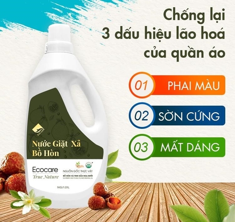 [Premium] Nước giặt xả hữu cơ cao cấp Bồ Hòn tinh dầu Hoa nhài ECOCARE