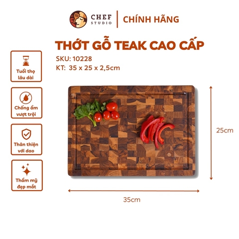 Thớt gỗ keo (Acacia) Chef Studio chữ nhật size 25x35x3.5cm