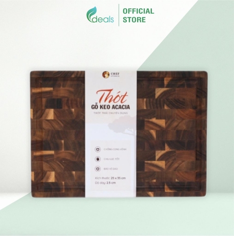 Thớt gỗ keo (Acacia) Chef Studio chữ nhật size 25x35x3.5cm