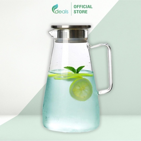 Bình thủy tinh cao cấp chịu nhiệt 1.4L DELI - Lõi lọc trà bằng thép không gỉ