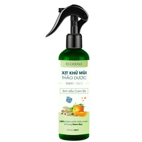 Xịt Khử mùi Kháng khuẩn Nano Bạc ECODEALS - Tinh dầu Cam Sả