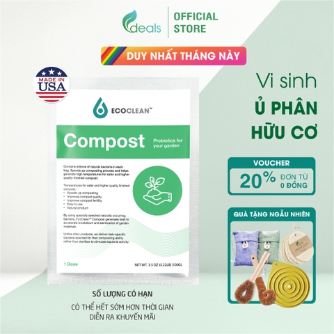 EcoClean COMPOST - Men vi sinh ủ phân nhập khẩu Mỹ - Gói 100g