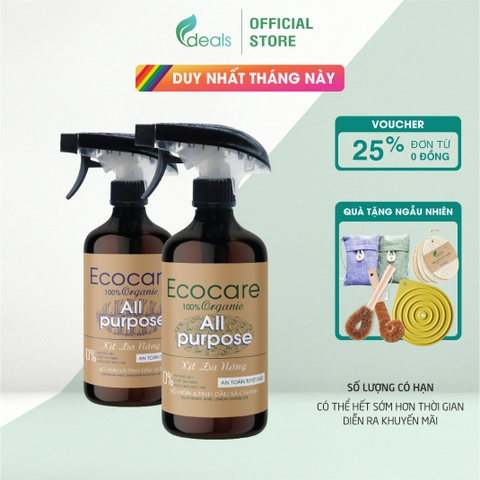 Xịt Chùi Rửa Đa Năng Bồ Hòn Hữu Cơ ECOCARE 500ml - Diệt khuẩn, sạch mảng bám, an toàn trẻ nhỏ