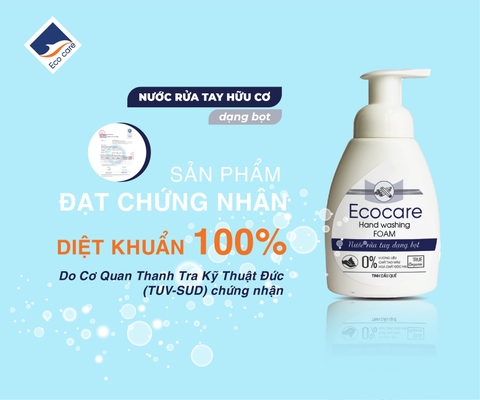 Nước Rửa Tay Bồ Hòn Hữu Cơ ECOCARE 1 Lít - Sạch khuẩn, chăm sóc da tay, tinh dầu khử mùi
