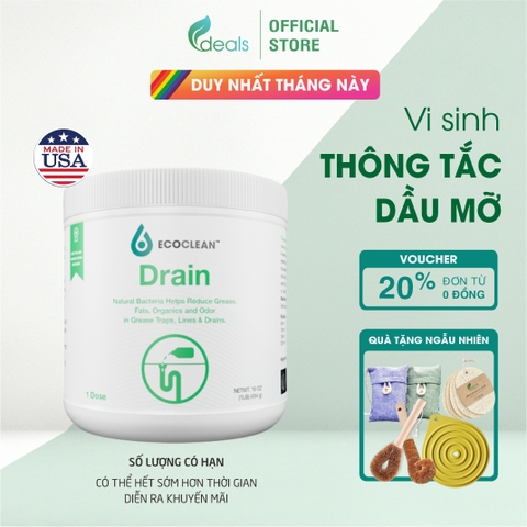 EcoClean DRAIN - Vi Sinh Xử Lý Dầu Mỡ Đường Ống - Hộp 0,5 Kg