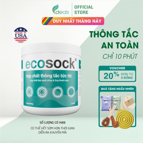 Bột Thông Cống Tức Thời EcoSock - Hộp 500g - Nhanh chóng và An toàn