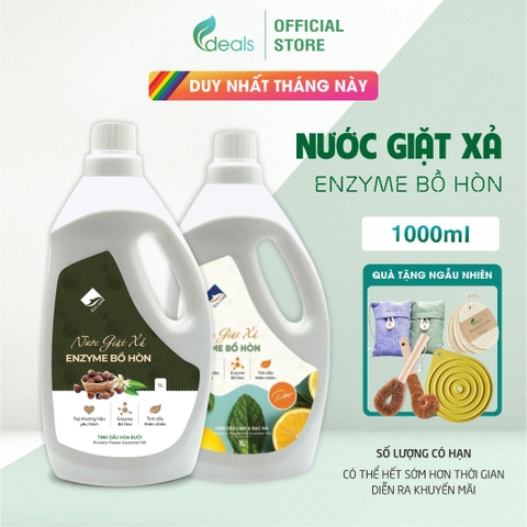 Nước giặt xả hữu cơ Bồ Hòn ECOCARE 1 Lít - Bền màu, giữ dáng, mềm vải, an toàn cho bé