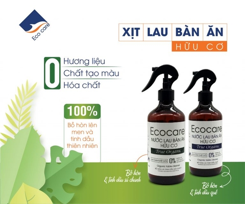 Xịt Lau Bàn Ăn từ Bồ Hòn Hữu Cơ ECOCARE 4000ml - Tặng vỏ chai 500ml
