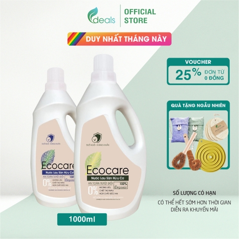 Nước Lau Sàn Bồ Hòn Hữu Cơ Ecocare 1 Lít - Diệt khuẩn, đuổi muỗi, chống trơn trượt