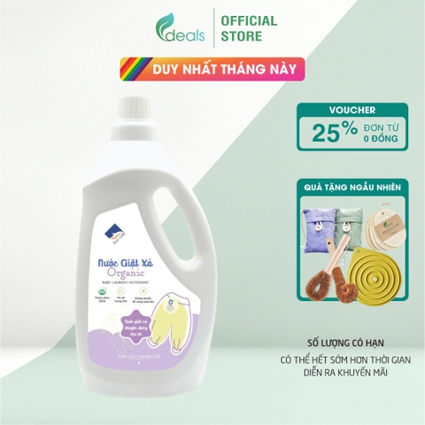 Nước Giặt Xả Hữu Cơ Em Bé ECOCARE 1L - Tinh dầu Cam Bạc hà, PH trung tính, không kích ứng