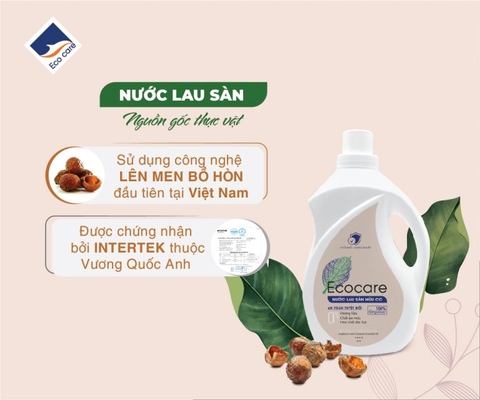 Nước Lau Sàn Bồ Hòn Hữu Cơ Ecocare 1 Lít - Diệt khuẩn, đuổi muỗi, chống trơn trượt