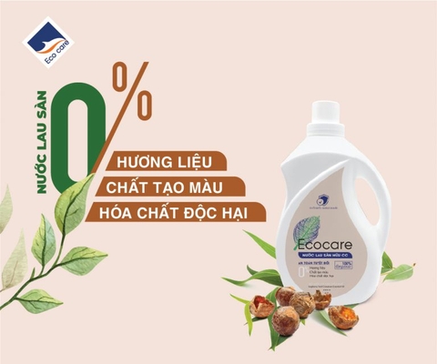 Nước Lau Sàn Bồ Hòn Hữu Cơ Ecocare 1 Lít - Diệt khuẩn, đuổi muỗi, chống trơn trượt